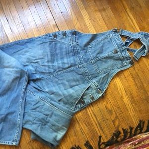 Denim Capri length overalls